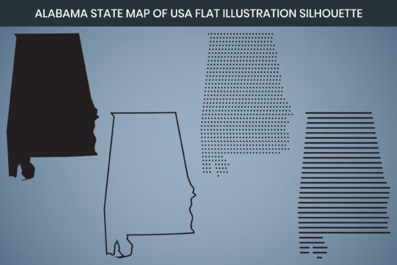 Alabama State Hand Drawn Outline Map USA