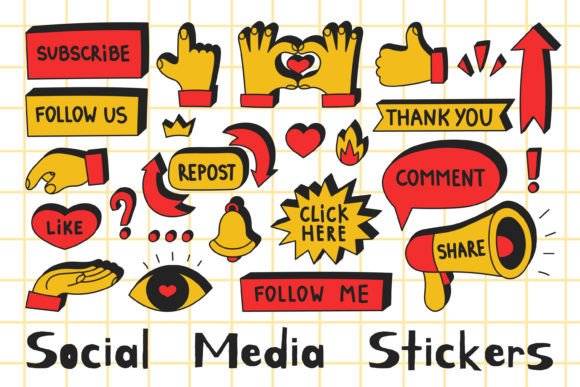 How Hand-Drawn Social Media Call-to-Action PNG Stickers Elevate Digital Engagement