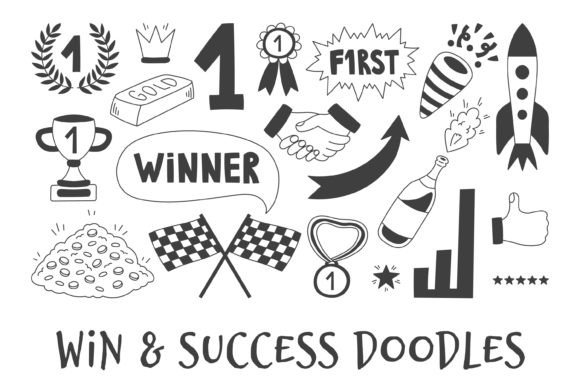 Win Success Doodles PNG Clipart for Creative Projects