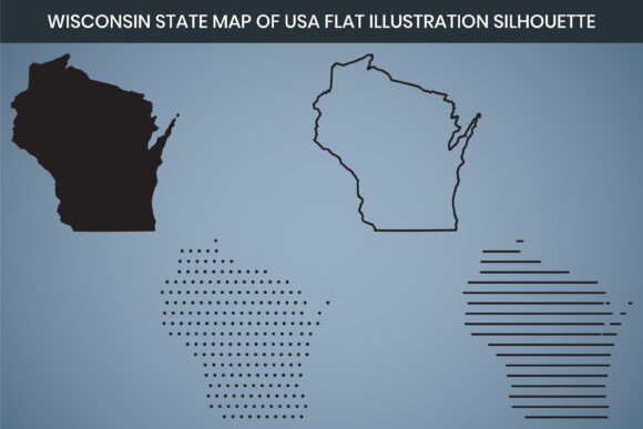 Wisconsin State Hand Drawn Outline Map